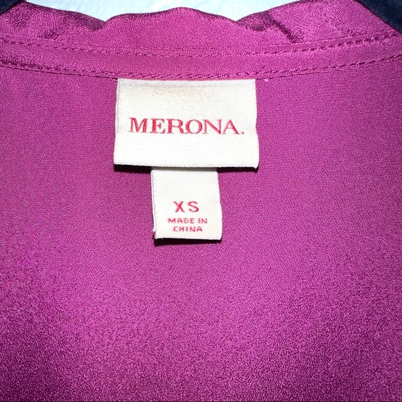 MERONA high quality beautiful sleeveless satin blouse, fuchsia color, size XS - Picture 4 of 10